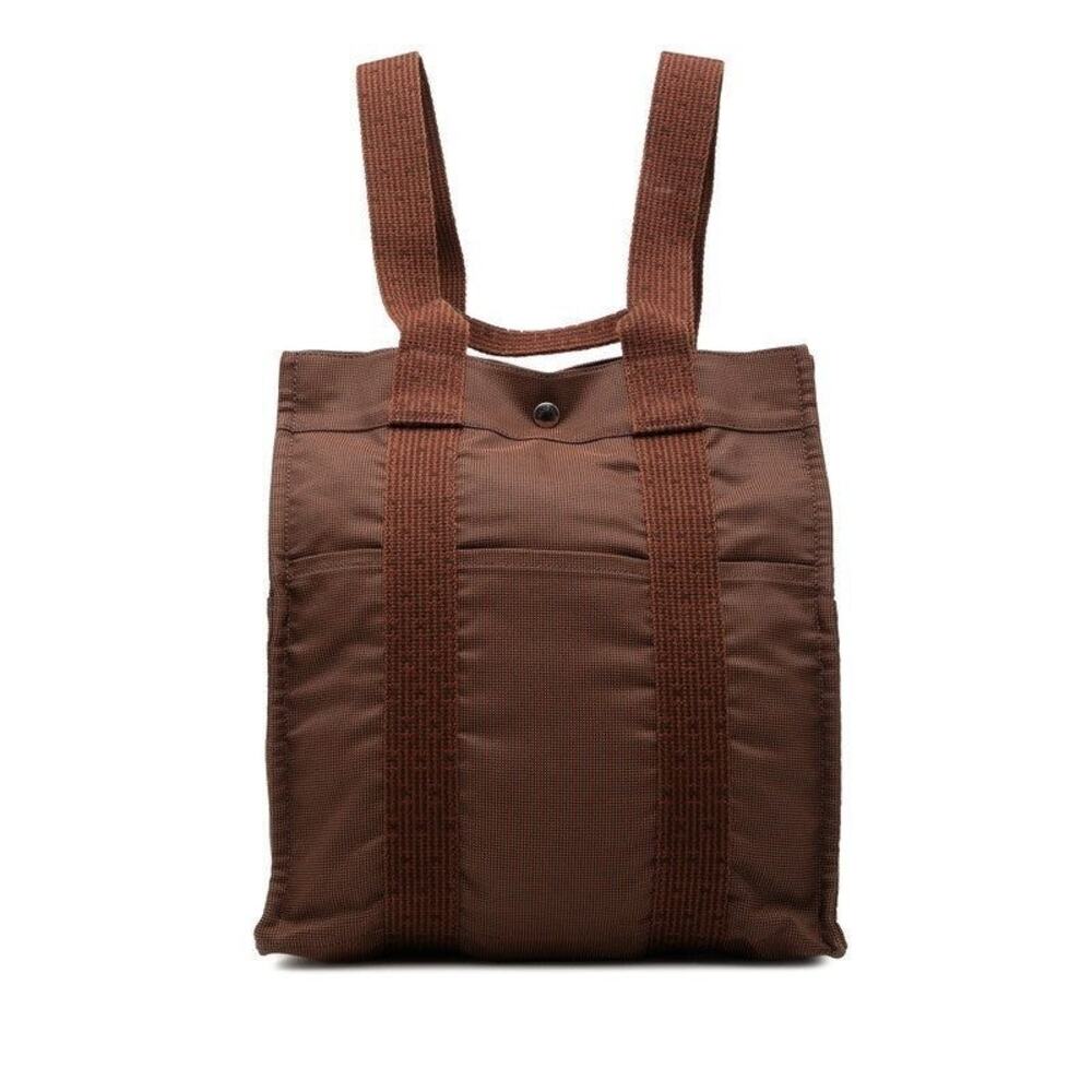 Hermes Herline Ad MM Canvas Backpack Brown